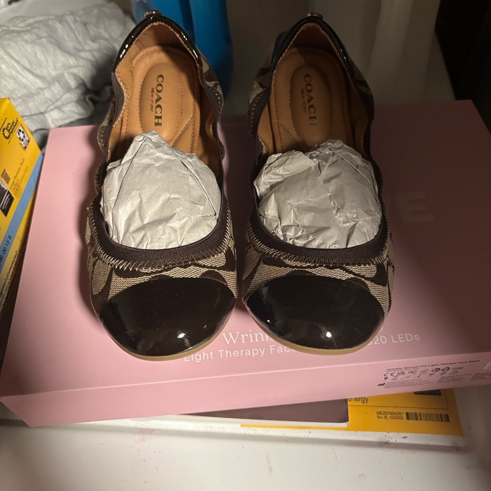 Coach Women's Black and Brown Patterned Flats